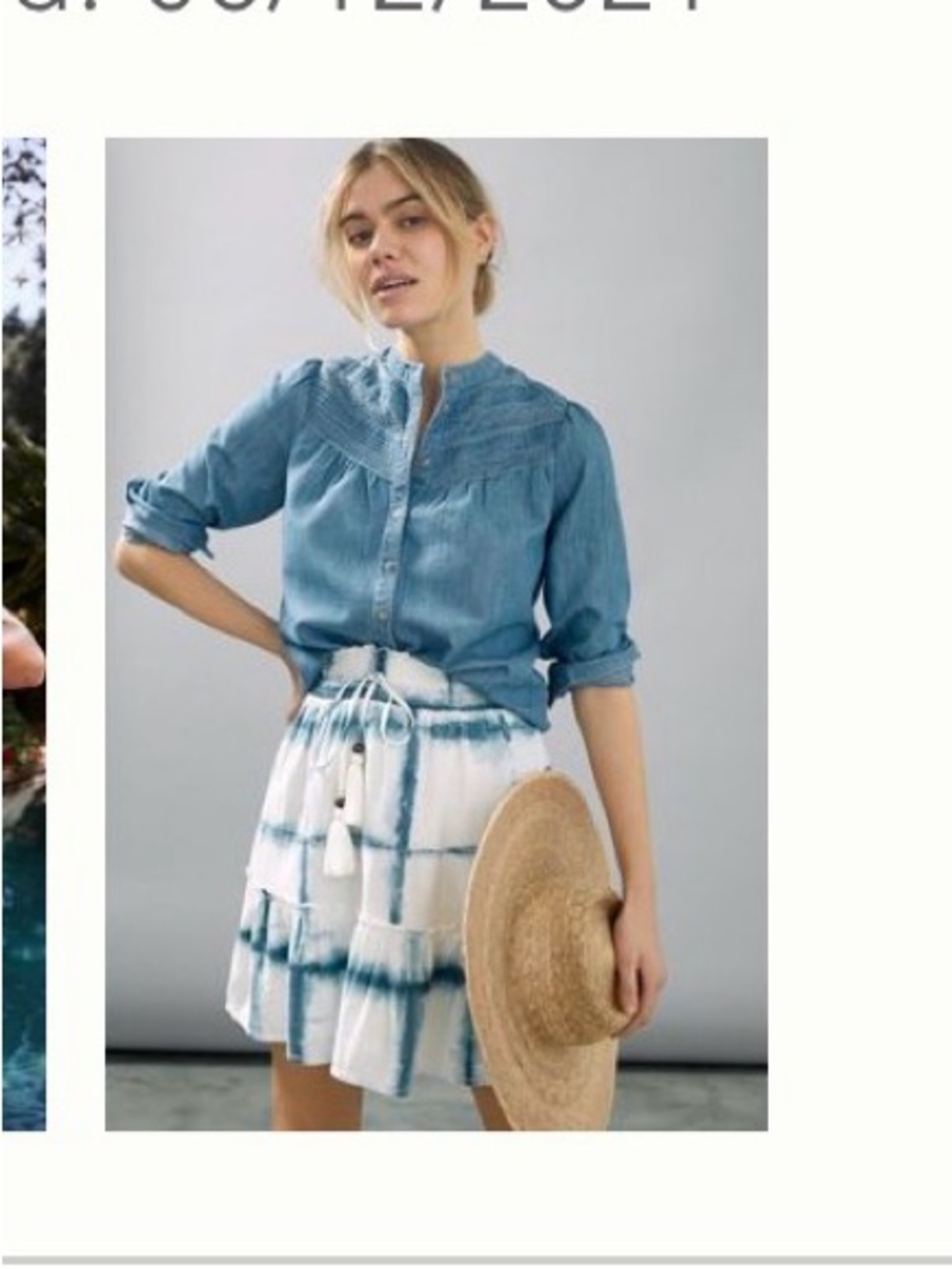 Anthropologie Pilcro Blue Tie-Dye Tiered Mini Skirt small